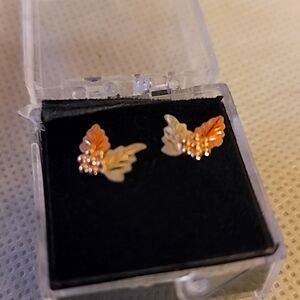 Landstroms 10k Black Hills Gold Rose Earrings